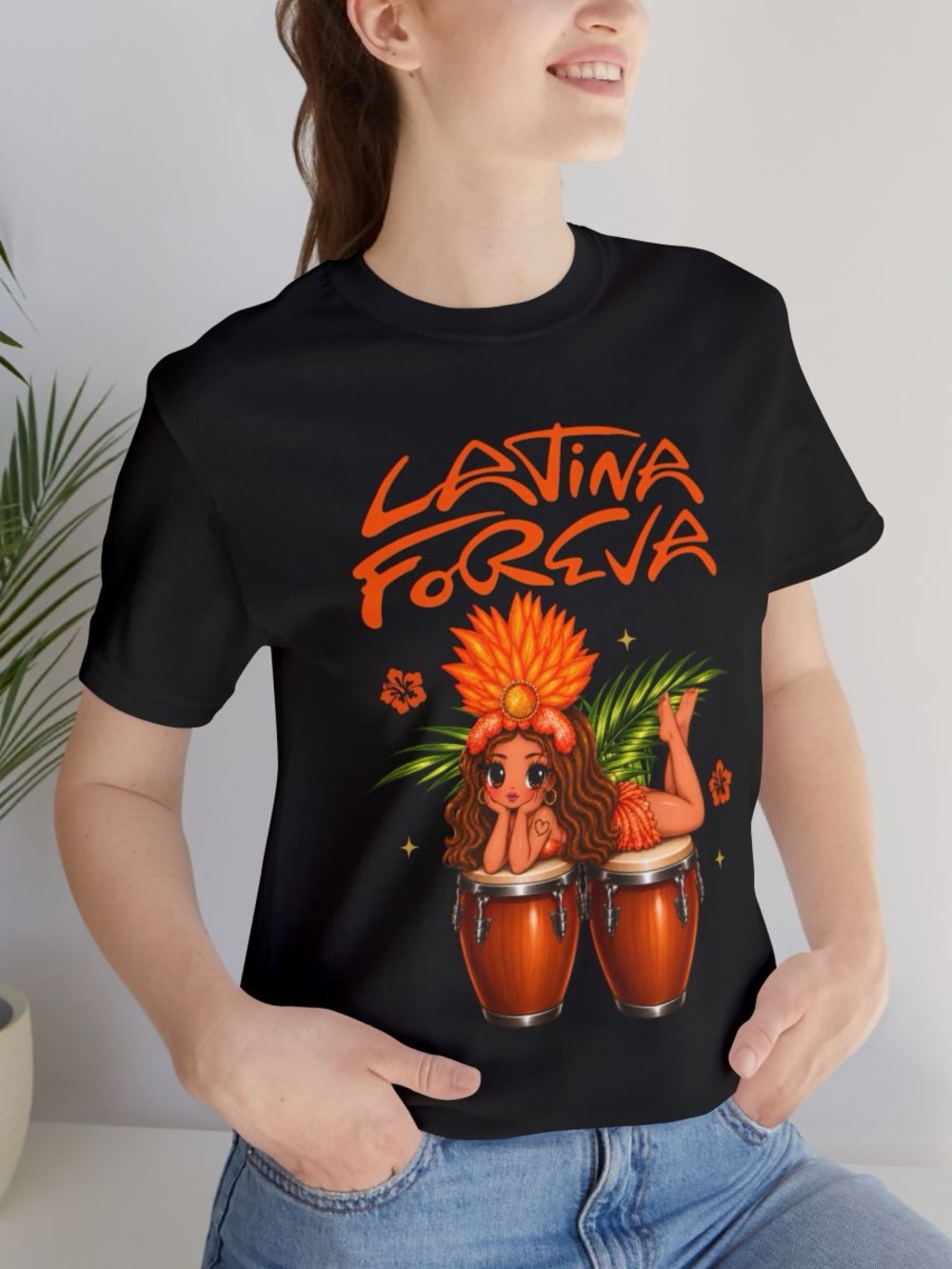 Latina Foreva Graphic Tee - Black with Orange Print